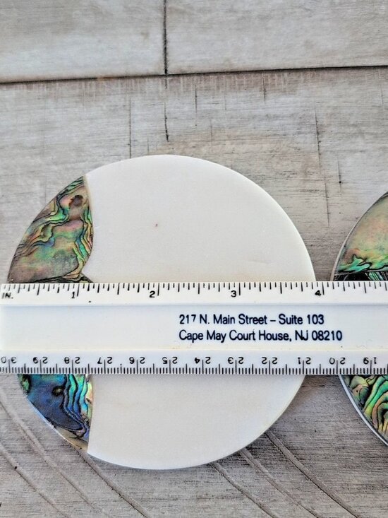 Anthropologie 2 Marble Coasters Mother Of Pearl Abalone Shell Ramona Replacement - Picture 13 of 13